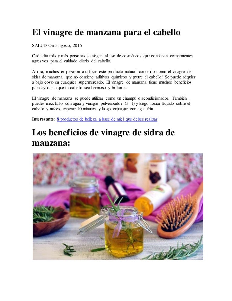 Vinagre de sidra de manzana para el cabello